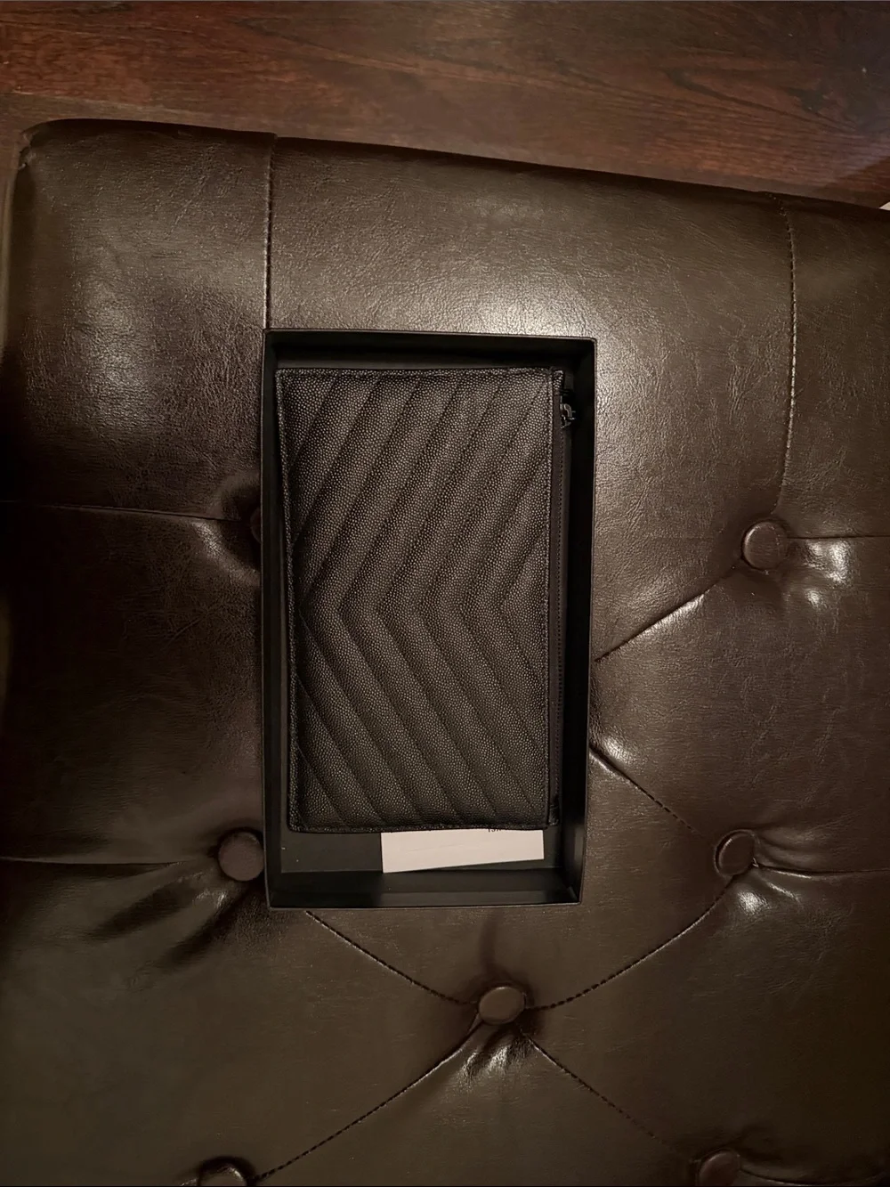 Saint Laurent Black Quilted Chevron YSL Continental Wallet - Picture 2 of 3